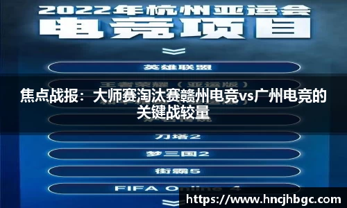 焦点战报：大师赛淘汰赛赣州电竞vs广州电竞的关键战较量